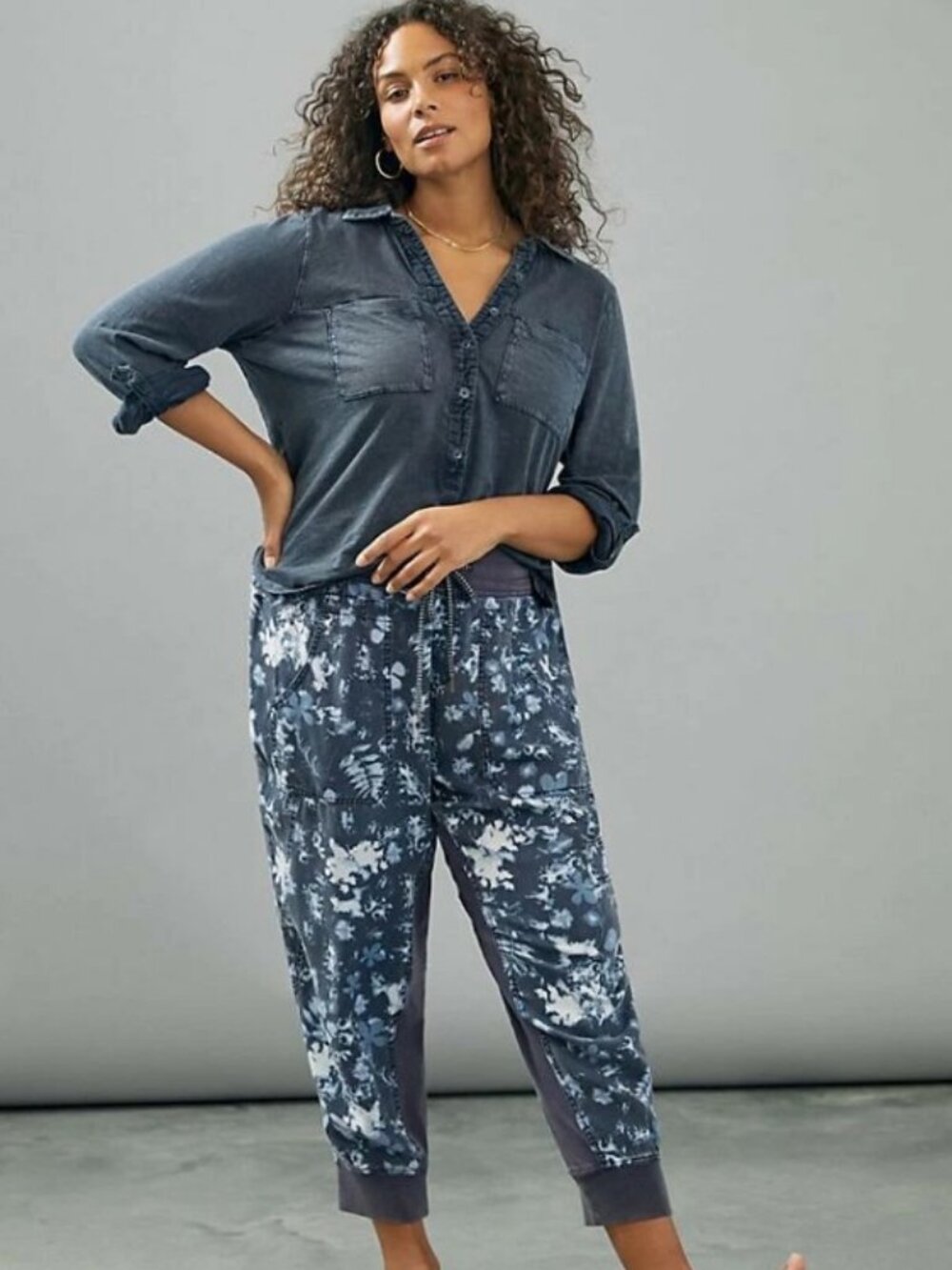 NWT Anthropologie The Nomad Floral Tie-Dye Joggers M
